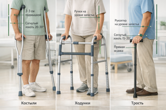Медики для немедиков: как правильно подобрать костыли, ходунки и трость?